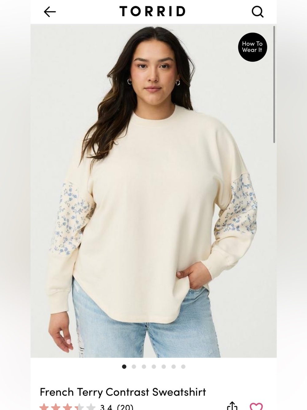 NWT- Torrid Size 0 French Terry Contrast Sweatshirt